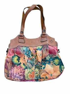Patricia Nash Napoli Leather Colorful Floral Shoulder Bag Purse